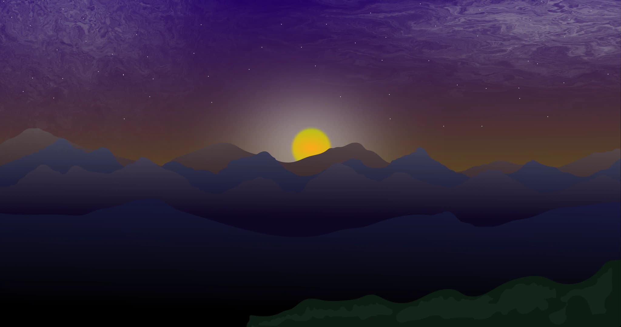 A dark morning scene